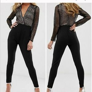 Rare London black sequin jumpsuit NWT NO OFFERS